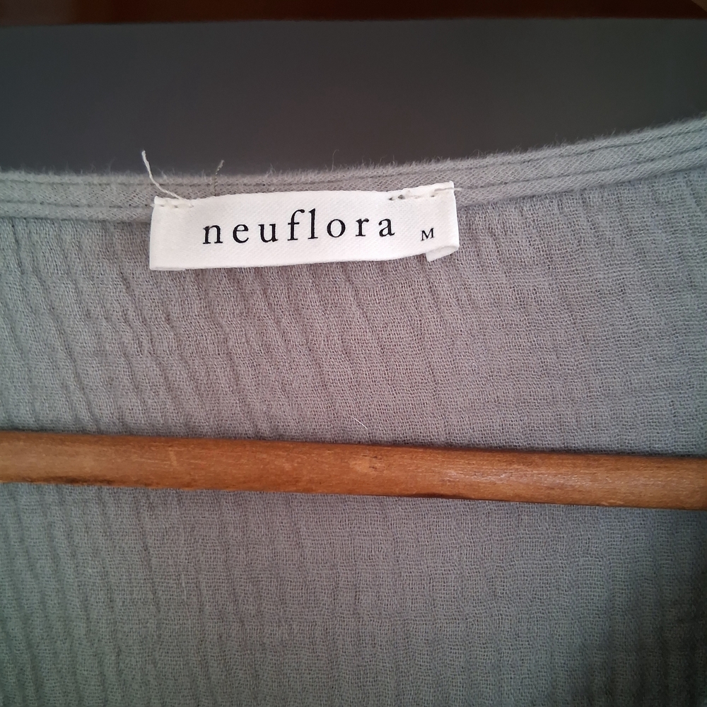 Neuflora Maternity Women's Light Gray Maxi Dress with Tie Front - Picture 3 of 5